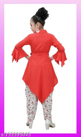 Embellished cotton blend Patiala kurta set for 2-3 year old girls, India-made